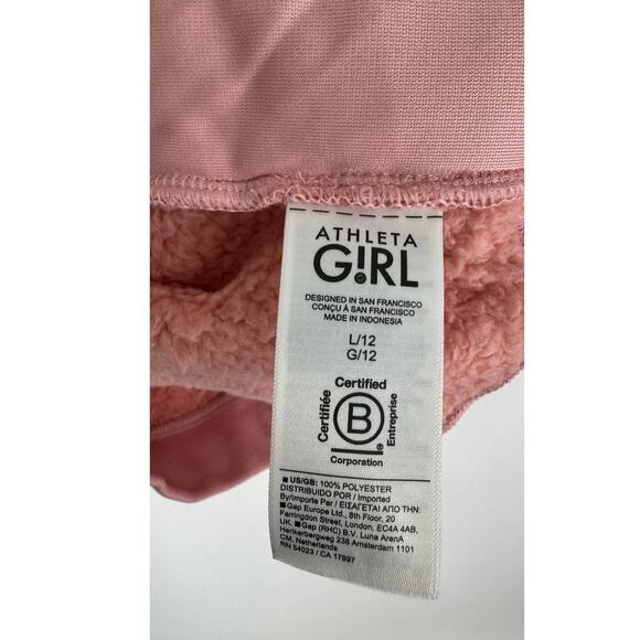 Athleta So Snug Sherpa Hoodie 2.0 Girls Large Aphrodite Pink New Long Sleeve - Picture 6 of 8